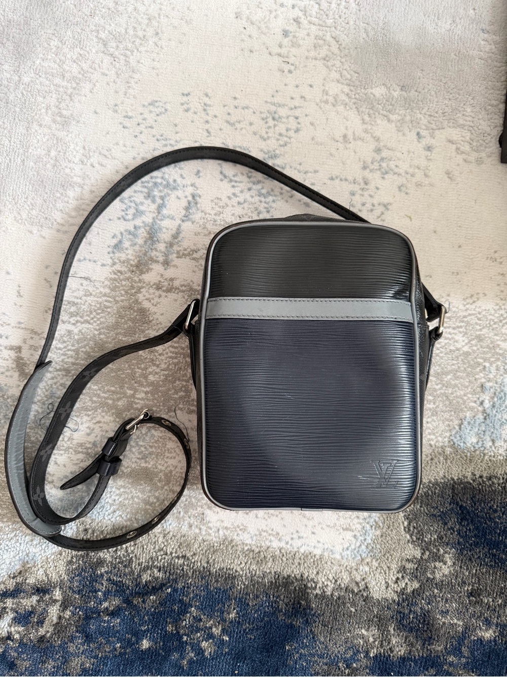 Louis Vuitton dark and light blue, epi leather with graphite monogram Danube